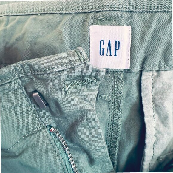 New GAP High Rise Wide Leg Crop Stretch Pleated Sage Olive Green Utility Pants 6 - Picture 4 of 7